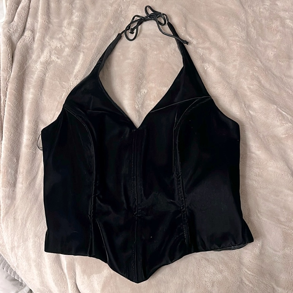 Black velvet halter top